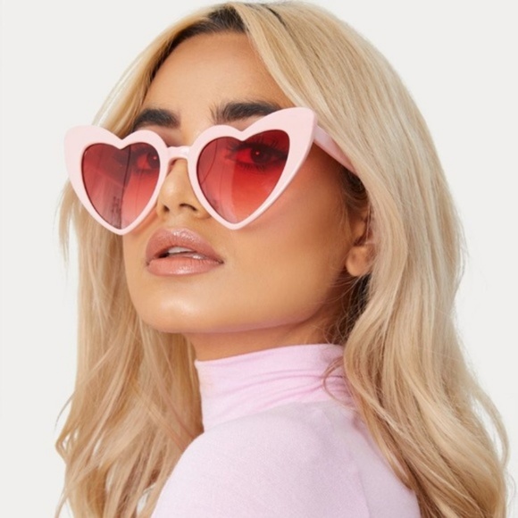 Girls Lolita Child Size Heart Shape Mirrored Cat Eye Plastic Sunglasses